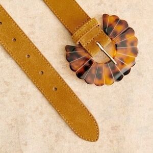 Sezane Sandy Belt Suede Leather Flaked Tobacco Size 80 NWT